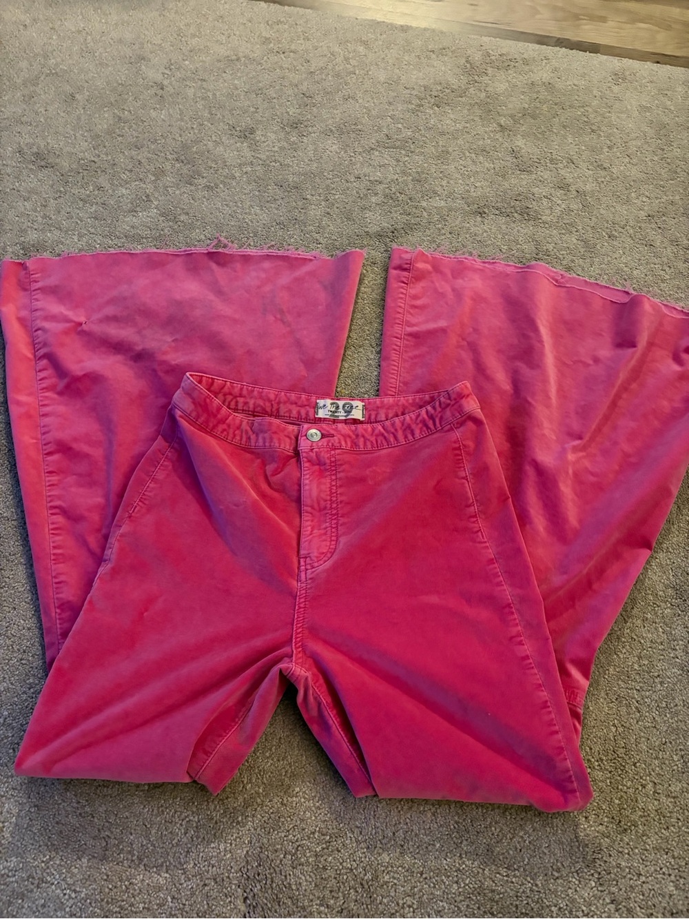 Free People We The Free Just Float On Velvet Flare Pants Pink Size 29